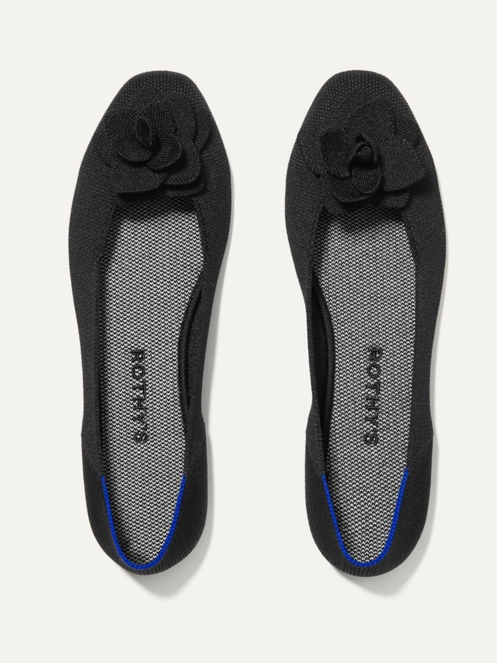 Rothy's Black Floral Rose Ballet Flats